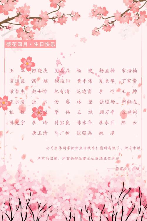 【生日祝?！抗ё?月生日的員工生日快樂！