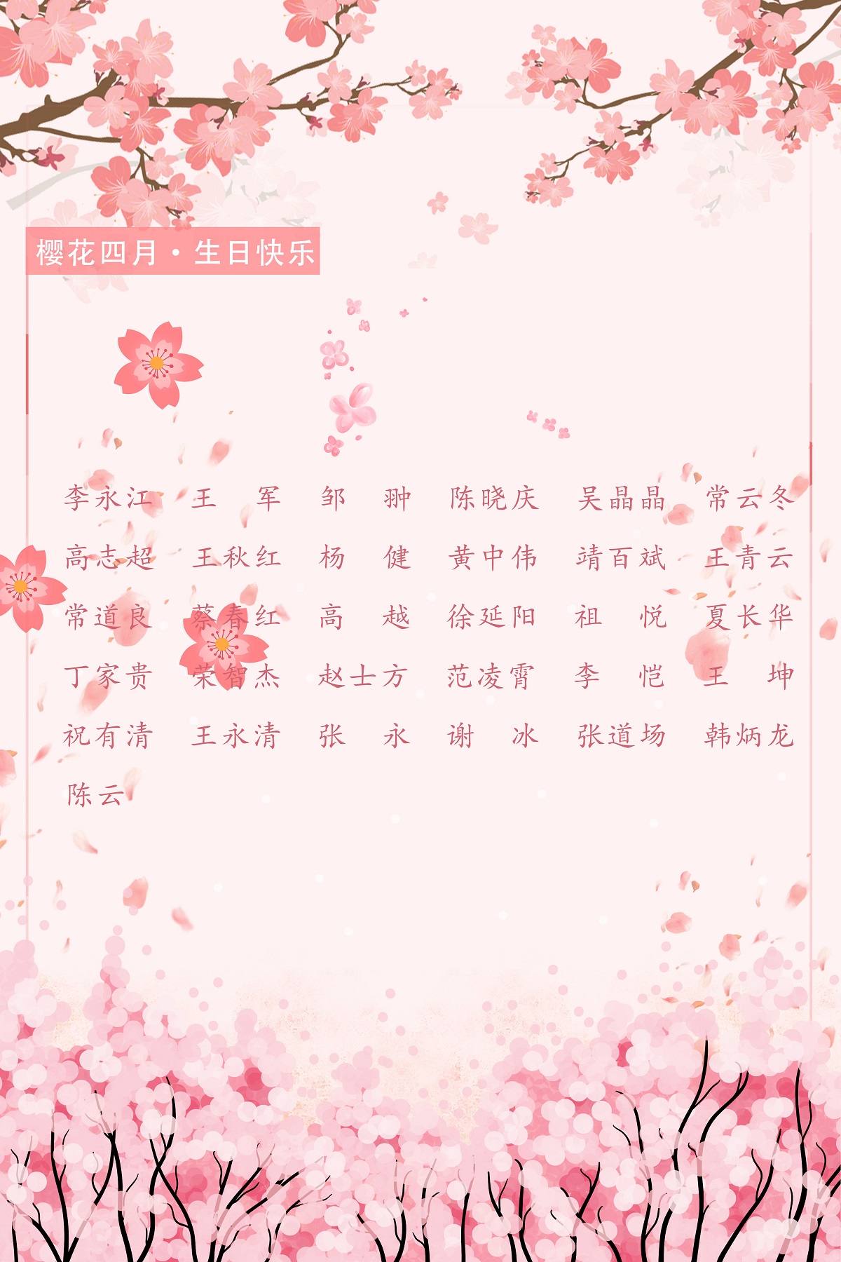 【生日祝?！抗ё?4月生日的員工生日快樂(lè)！